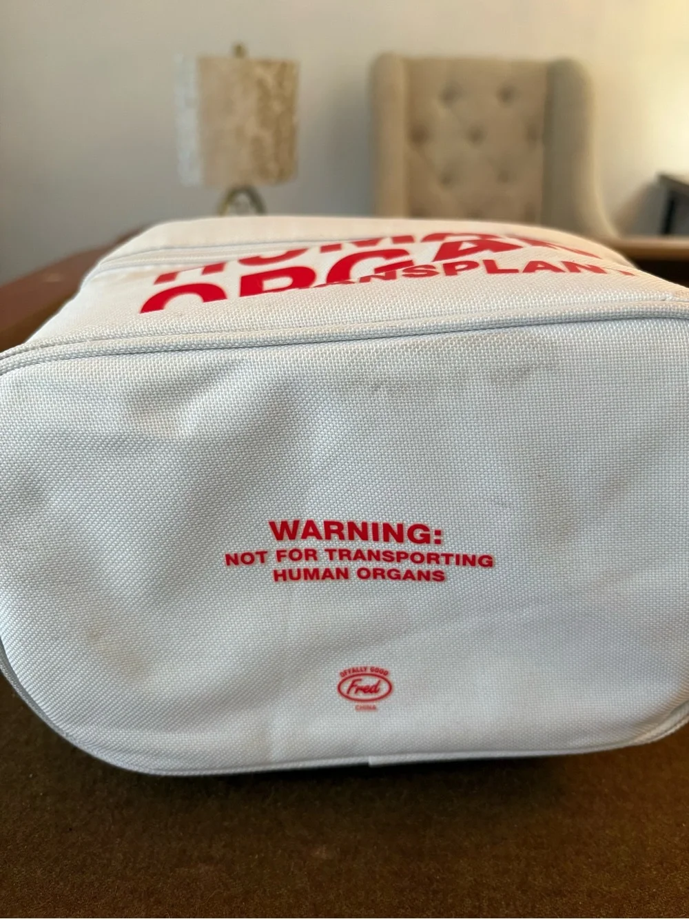 Lunch box Medical Transport Cooler Bag with Red 'Human Organ' Print